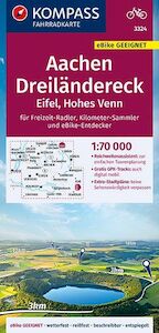 KOMPASS Fahrradkarte Aachen, Dreiländereck, Eifel, Hohes Venn 1:70.000, FK 3324 - (ISBN 9783990446720)