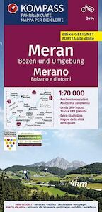 KOMPASS Fahrradkarte Meran, Bozen und Umgebung, Merano, Bolzano e dintorni 1:70.000, FK 3414 - (ISBN 9783990446942)