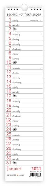 Bekking notitie kalender 2021 - (ISBN 8716951316665)