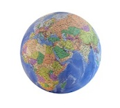 Opblaasbare globe / evenwichtsbal 3D cartogr. dia.75 cm - (ISBN 8717953190505)
