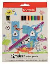 Bruynzeel Kids 12 triple kleurpotloden +slijper - (ISBN 8712079421038)