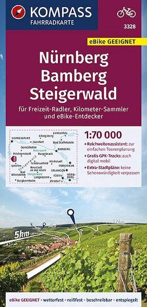 KOMPASS Fahrradkarte Nürnberg, Bamberg, Steigerwald 1:70.000, FK 3328 - (ISBN 9783990446560)