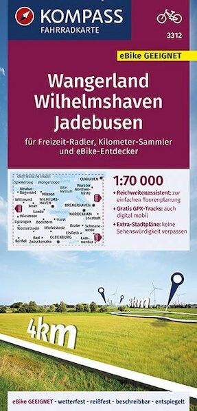 KOMPASS Fahrradkarte Wangerland, Wilhelmshaven, Jadebusen 1:70.000, FK 3312 - (ISBN 9783990446638)