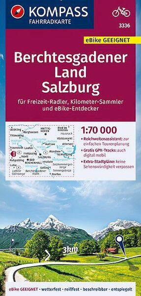 KOMPASS Fahrradkarte Berchtesgadener Land, Salzburg 1:70.000, FK 3336 - (ISBN 9783990446812)