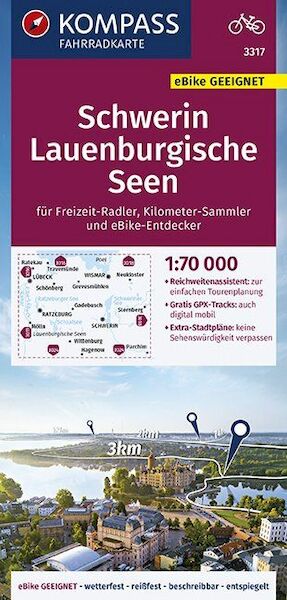 KOMPASS Fahrradkarte Schwerin, Lauenburgische Seen 1:70.000, FK 3317 - (ISBN 9783990446676)