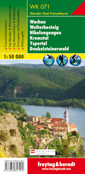 Wachau, Welterbesteig, Nibelungengau, Kremstal, Yspertal, Dunkelsteiner Wald 1 : 50 000. WK 071 - (ISBN 9783850847094)