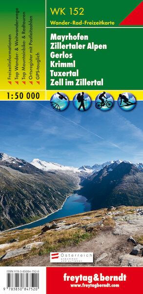 Mayrhofen, Zillertaler Alpen, Gerlos, Krimml, Tuxertal, Zell im Zillertal 1 : 50 000 - (ISBN 9783850847520)
