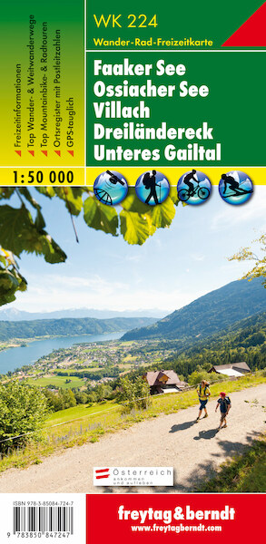 WK 224 Faaker See - Ossiacher See - Villach - Dreiländereck - Unteres Gailtal, Wanderkarte 1:50.000 - (ISBN 9783850847247)