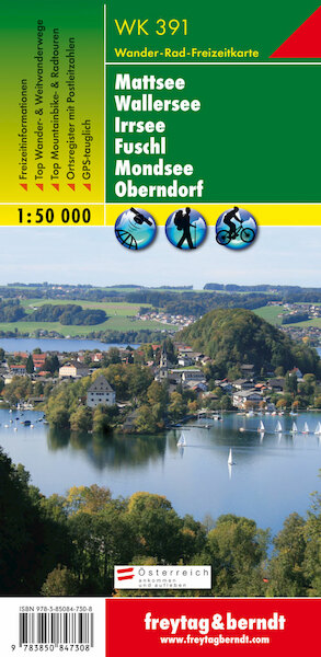 Mattsee, Wallersee, Irrsee, Fuschl, Mondsee, Oberndorf 1 : 50 000. WK 391 - (ISBN 9783850847308)