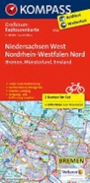 Niedersachsen West, Nordrhein-Westfalen Nord. Großraum-Radtourenkarte 1:125 000 - (ISBN 9783990441671)