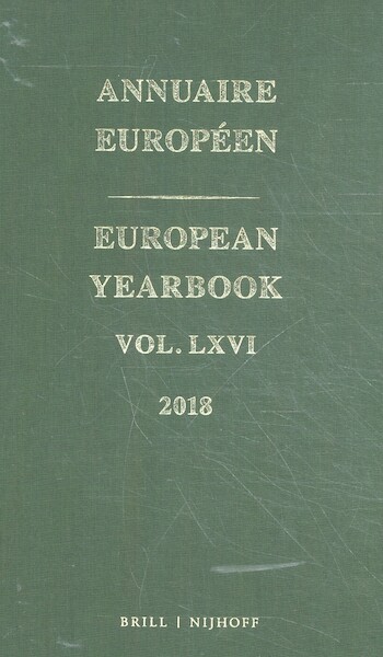 European Yearbook / Annuaire Européen, Volume 66 (2018) - Council of Europe (ISBN 9789004424098)