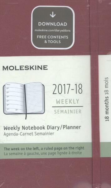 Moleskine 18 Monate Wochen Notizkalender 2017/2018, A6 Hard Cover, Hagebutte - (ISBN 8055002855761)