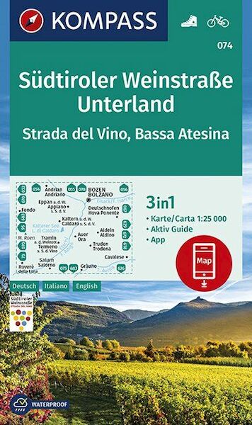 Südtiroler Weinstraße, Unterland, Strada del Vino, Bassa Atesina 1:25 000 - (ISBN 9783990446591)