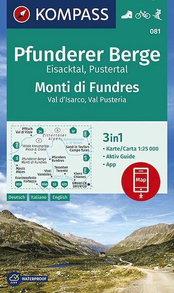 Pfunderer Berge, Eisacktal, Pustertal, Monti di Fundres, Val d'Isarco, Val Pusteria 1:25 000 - (ISBN 9783990446249)
