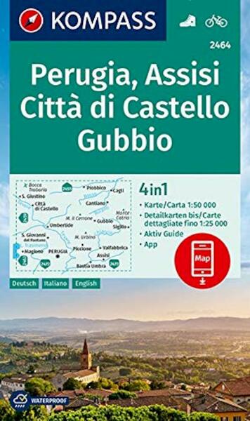 KOMPASS Wanderkarte 2464 Perugia, Assisi - (ISBN 9783990447444)