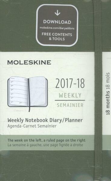 Moleskine 18 Monate Wochen Notizkalender 2017/2018, A6, Hard Cover, Ulmengrün - (ISBN 8055002855778)