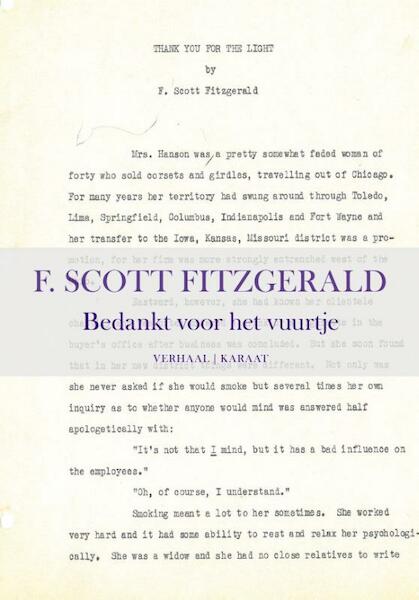 Bedankt voor het vuurtje - F. Scott Fitzgerald (ISBN 9789079770144)