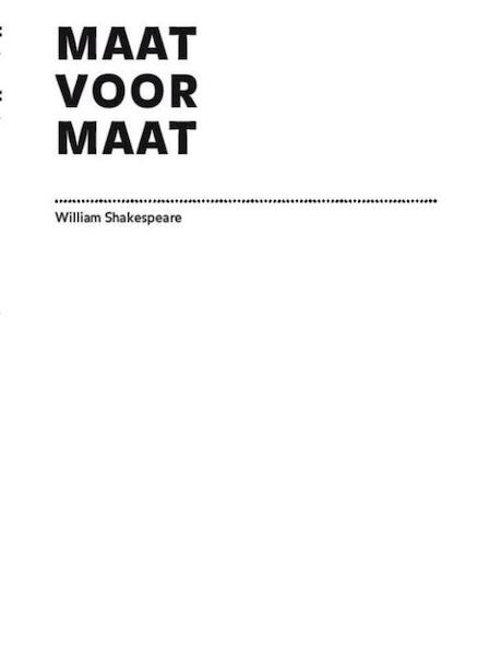 Maat voor maat - William Shakespeare (ISBN 9789492170163)
