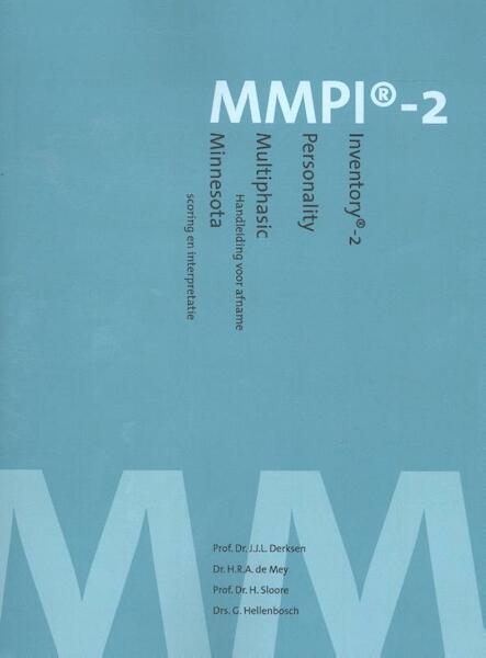 MMPI-2 - J.J.L. Derksen, H.R.A. de Mey, H. Sloore, G. Hellenbosch (ISBN 9789080570672)