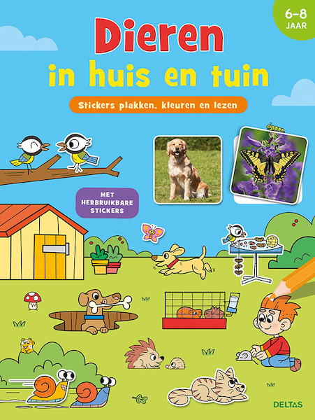 Stickers plakken, kleuren en lezen - Dieren in huis en tuin (6-8 j.) - ZNU (ISBN 9789044754292)