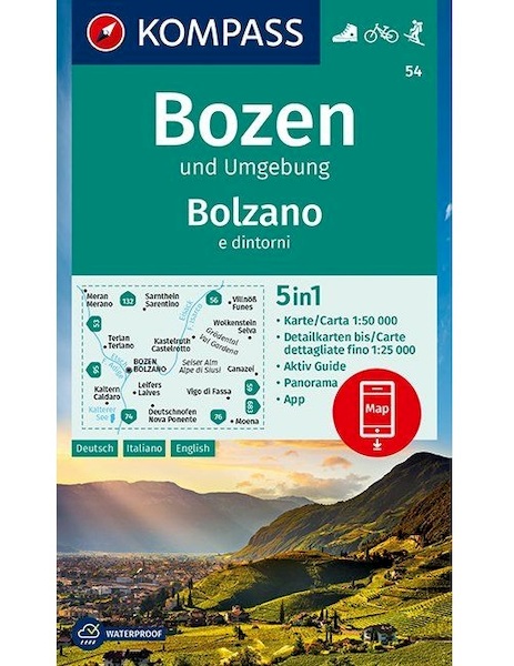 Bozen und Umgebung, Bolzano e dintorni 1:50 000 - Kompass-Karten Gmbh (ISBN 9783990447079)