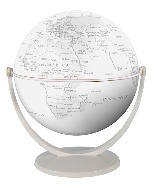 Globe 15 cm pol. wit gestileerd draai & kantel - (ISBN 4028465940194)