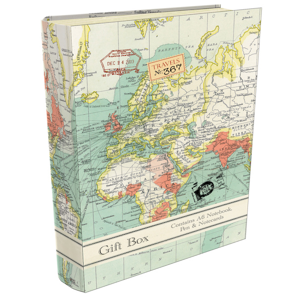 Boekensteun cadeau set - vintage map - (ISBN 5051237048476)