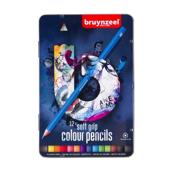 Bruynzeel Teens 12 soft grip kleurpotloden (donker) - (ISBN 8712079412210)