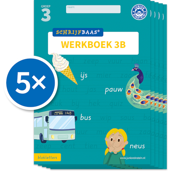 Schrijfbaas Blokletters Werkboek 3B (Set van 5) - (ISBN 9789493218444)