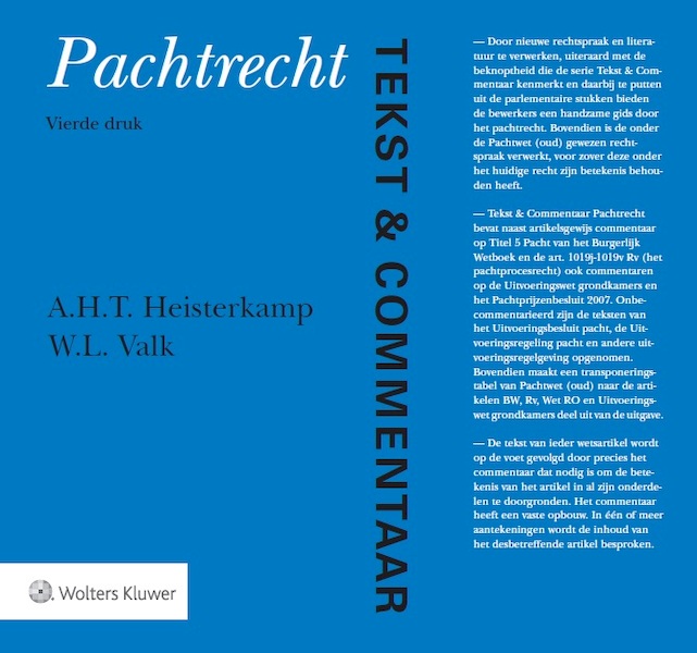 Pachtrecht - A.H.T. Heisterkamp, W.L. Valk (ISBN 9789013125924)