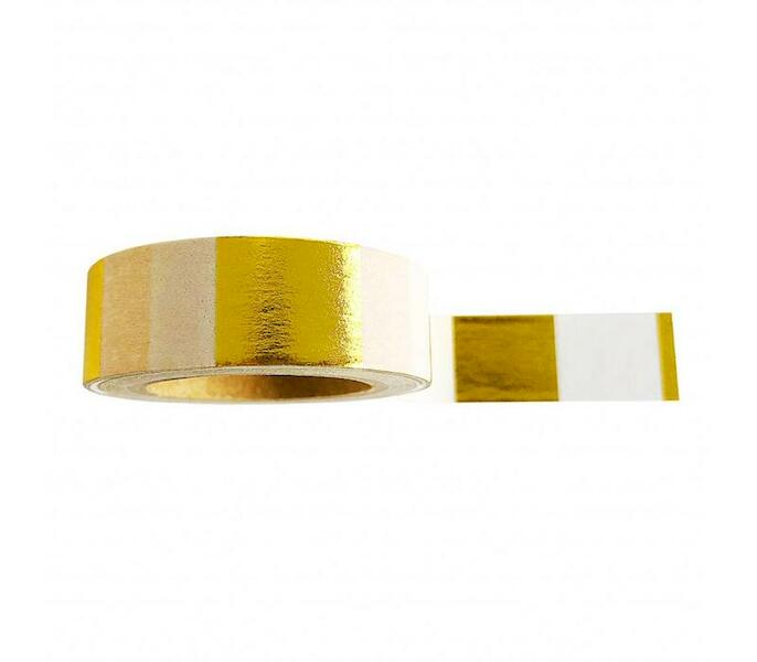 Washi tape Goldfoil white, per 9 stuks - (ISBN 8719322147219)