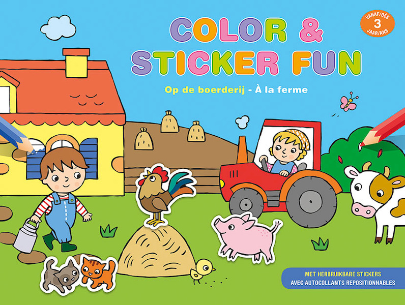 Color & sticker fun - Op de boerderij (3+) / Color & sticker fun - A la ferme (3+) - ZNU (ISBN 9789044754261)