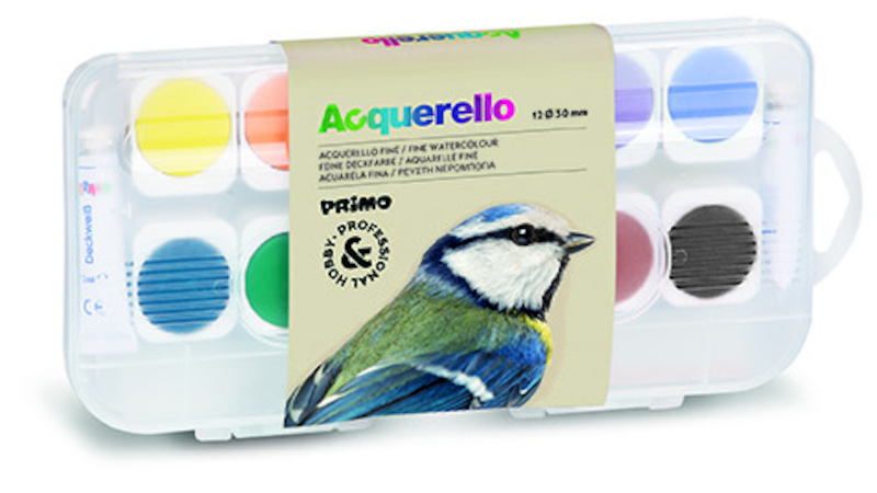 PRIMO PRO * Fijne aquarelverf tablet 12 kleuren 30mm - (ISBN 8006919307423)