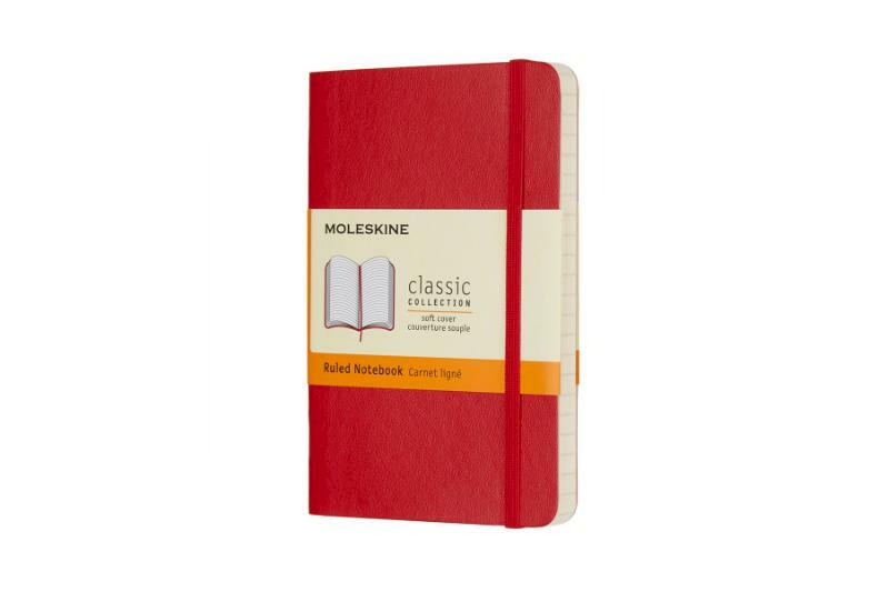 Moleskine Notitieboek Pocket (9x14 cm) Gelinieerd Zachte Kaft Scarlet Rood - (ISBN 8055002854597)