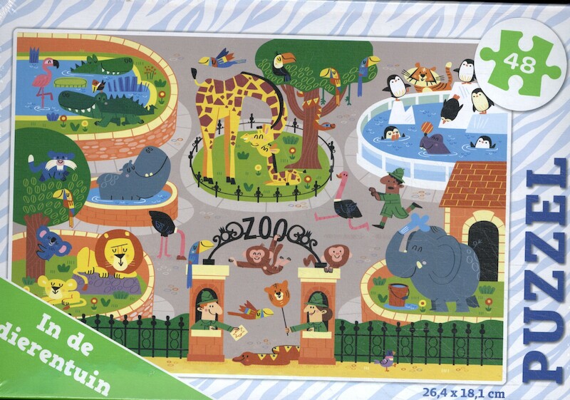 In de dierentuin - puzzel 2 x 24 stukjes - (ISBN 9789036639538)
