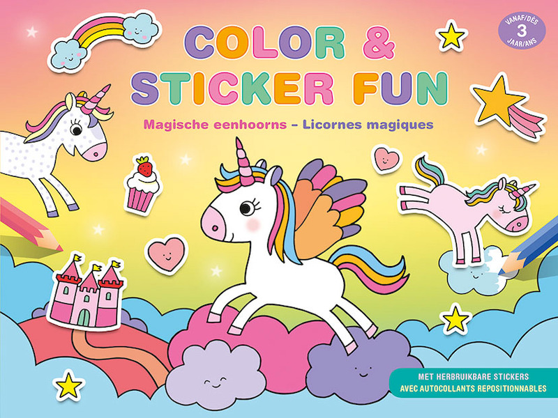 Color & Sticker Fun - Magische eenhoorns / Color & Sticker Fun - Licornes magiques - (ISBN 9789044757941)